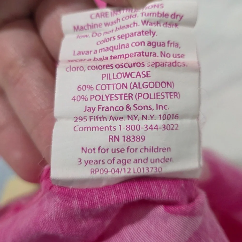 Vintage Disney Girls Pillowcase Kids Standard Pink Belle Cinderella Aurora